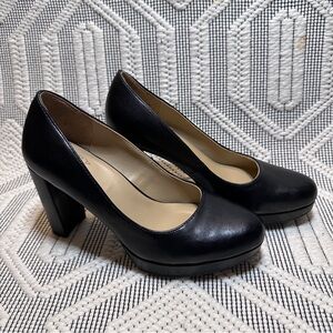 Naturalizer Women's Slip-On Pumps Berlin Black Leather Platform Heel Sz 7.5